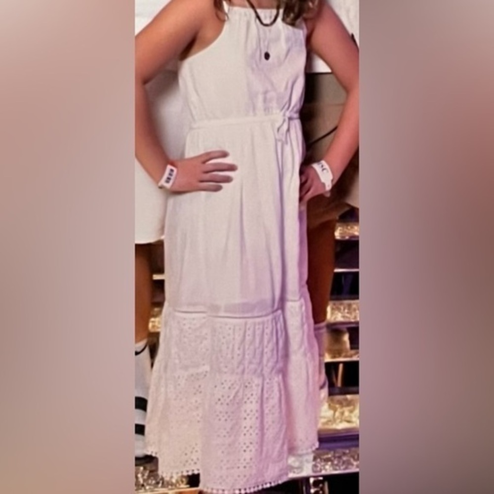 Cat & Jack White Cotten Eyelet Prairie Cottage Dress Size L (10/12)